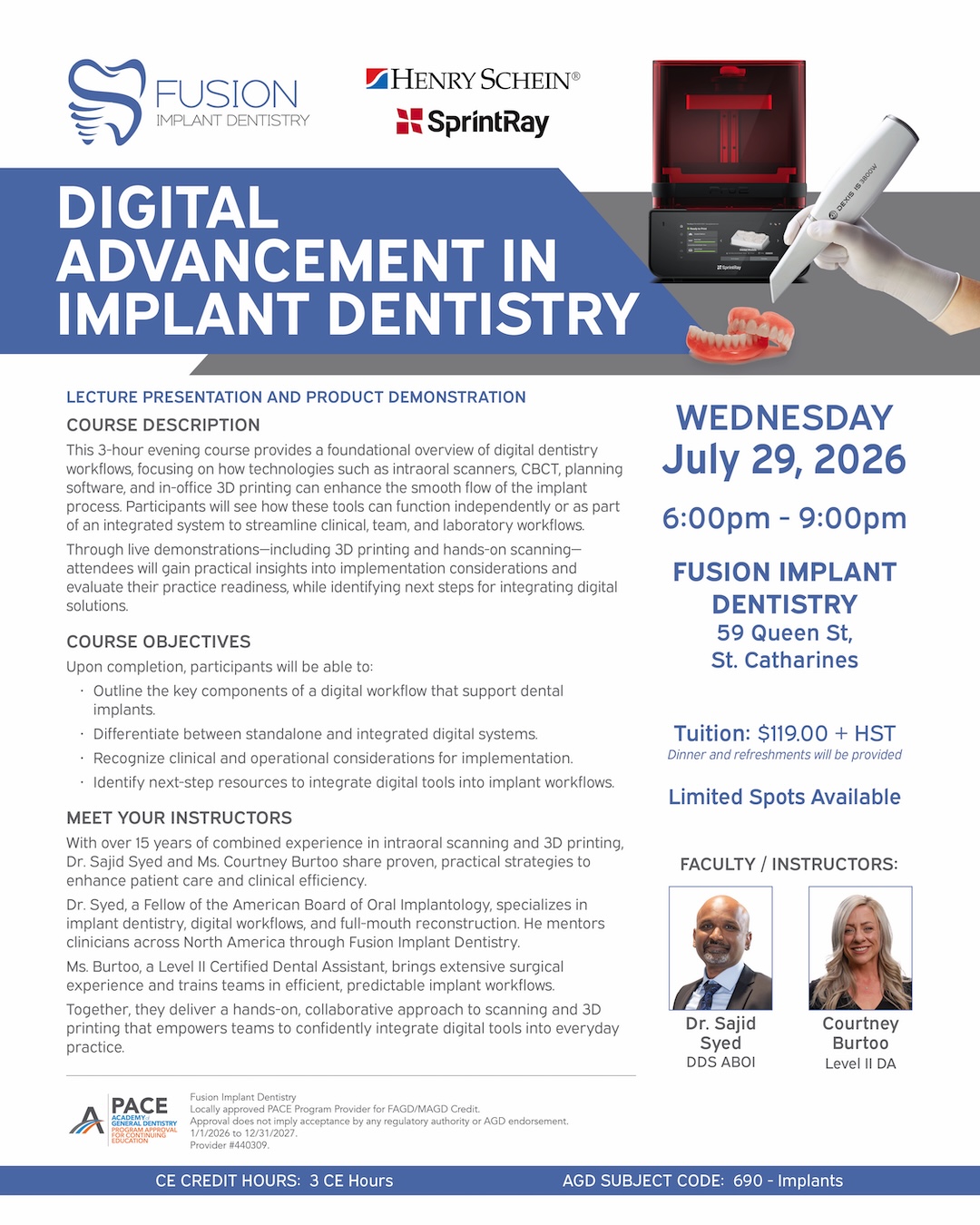 Digital Advancement in Implant Dentistry course flyer